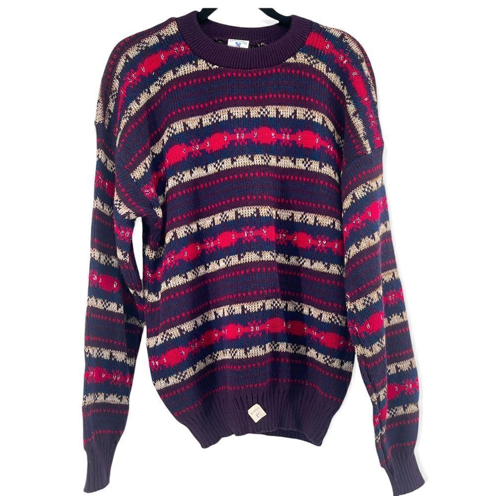 VINTAGE Centennial Knits USA Unisex Knit Acrylic Crewneck Pullover Sweater Large